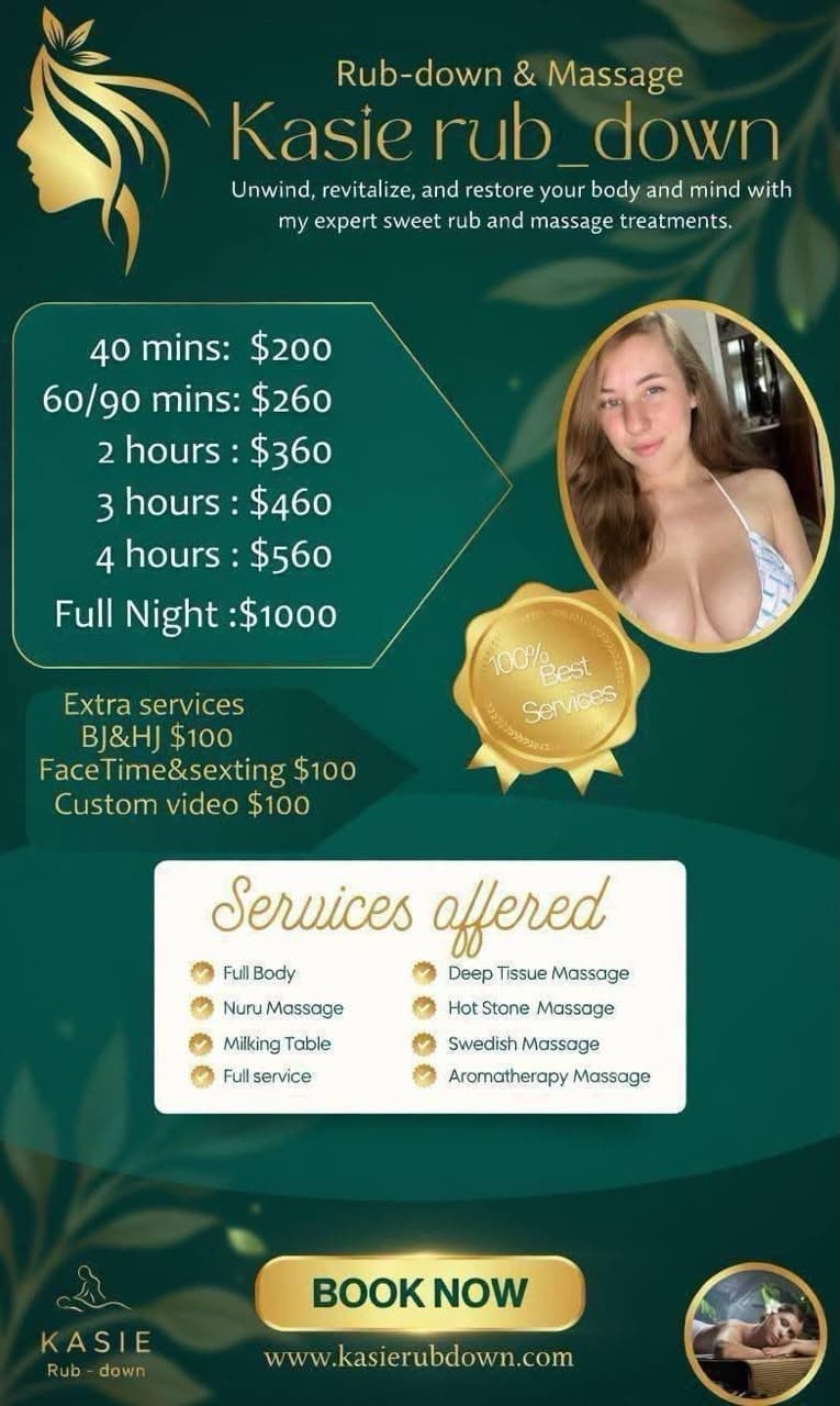 Kasie Rub Down and Massage original promotional price list